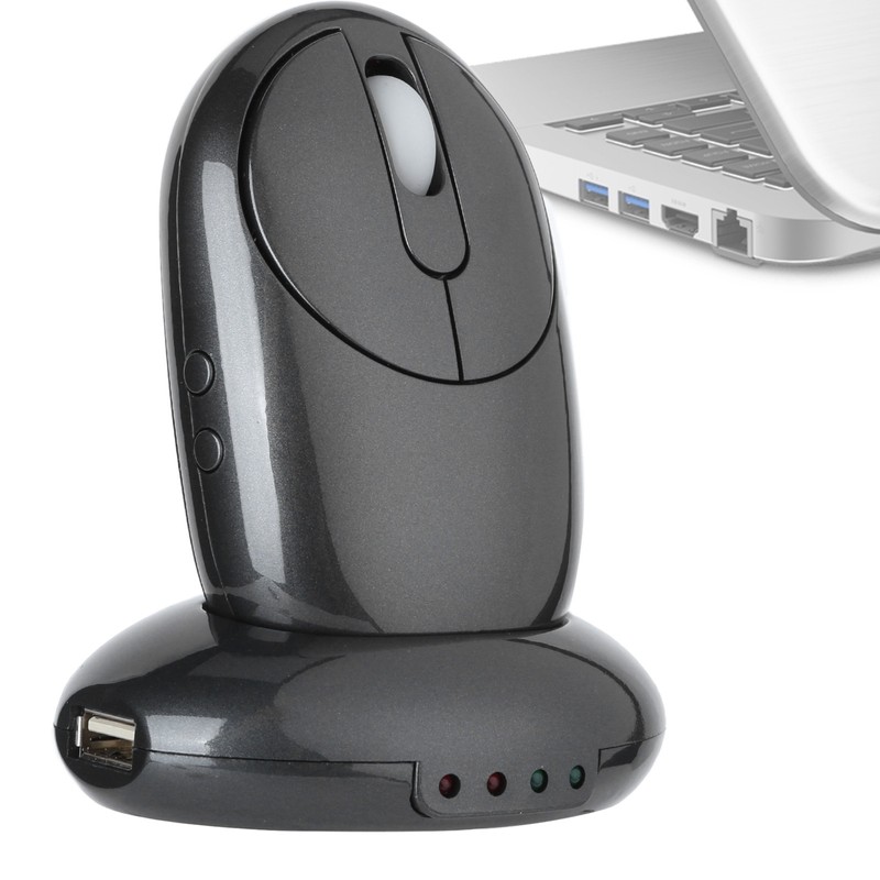 Wireless Mouse with Charging Base 4 Port USB Hub 5
