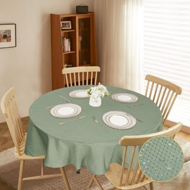 Eternal Beauty Round Tablecloth 150cm Wrinkle Free, Table Cover Water Resistant and Machine Washable for Home Dining Party Restaurant (Sage Green, 59inch)