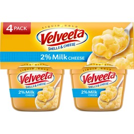 Velveeta Shells & Cheese Microwavable Macaroni And Cheese Cups With 2% Milk Cheese (4 ct Pack, 2.19 oz Cups)