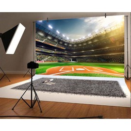 ChloropLastid Baseball Backdrop Baseball Field Stadium Green Photography Backdrop for Kids Ball Fans Birthday Party Decoration Sport Games Photo Props 10x8ft