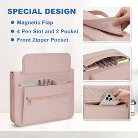 Damero Folio Cover Compatible for Rocketbook Core, Panda and Fusion, Reusable Notebook Cover for Letter Size 8.5'' x 11'' with Pen Holder and Magnetic Clasp, Pink