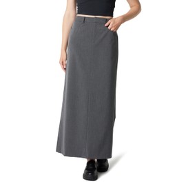 The Drop Women's Denis Woven Long Column Skirt, Heather Grey, M