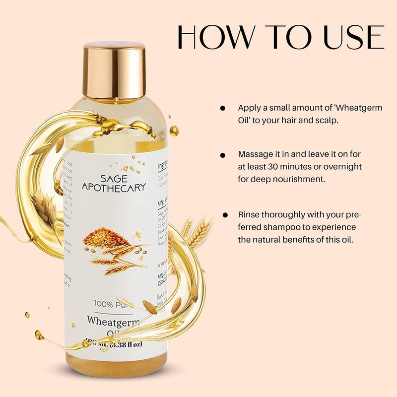  Pure & Natural Wheatgerm Oil for Skin, Hair, Face