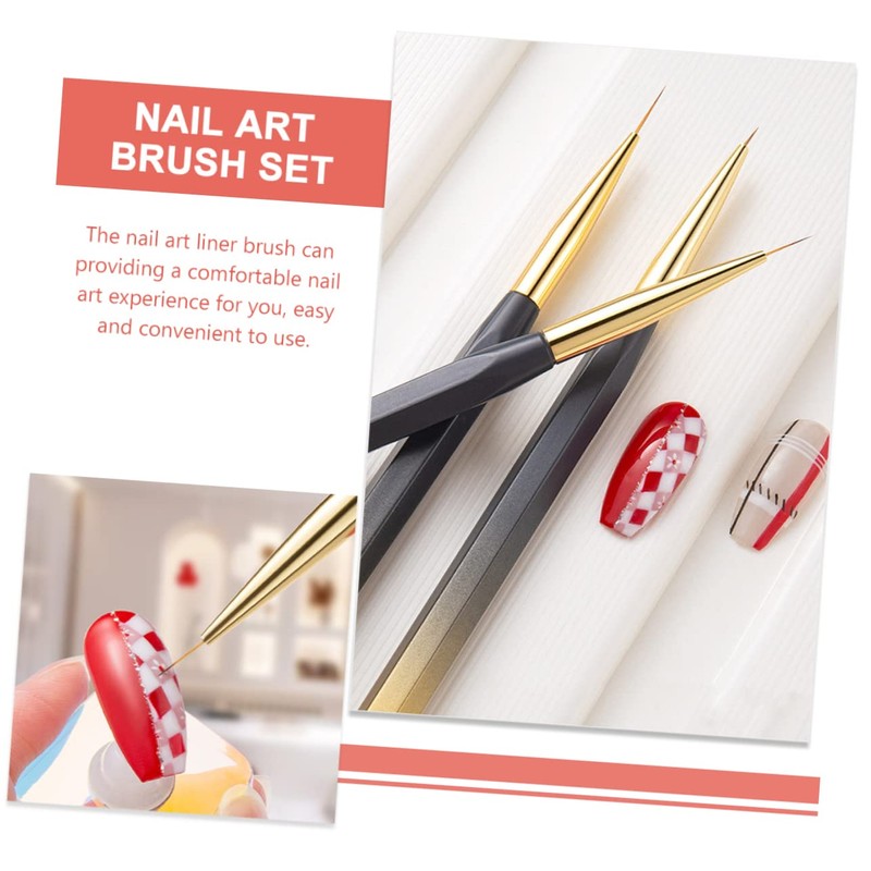 IWOWHERO Nail Art Tools Kit 3pcs Nail Liner Pen Set