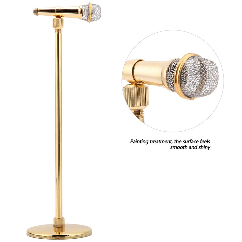 Copper Gold plated Microphone Model Microphone Crafts Ornaments Musical Instrument