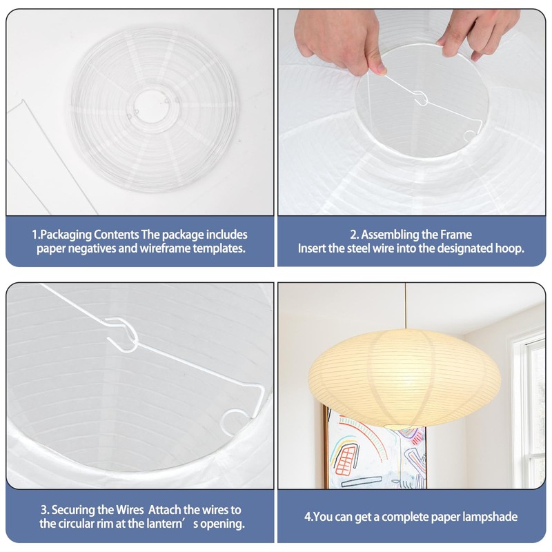 White Oval Paper Lantern Lampshade set of 2, 20"x10'' Paper