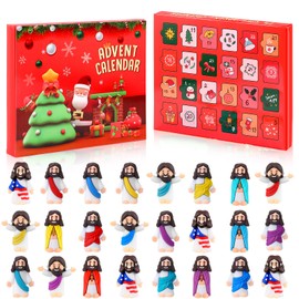Bememo 2024 Christmas Advent Calendar Jesus Toy 24 Pcs Rubber Little Jesus Advent Calendar 25 Days of Christmas Countdown Jesus Toys for Kids Toddler Christmas Party Gift