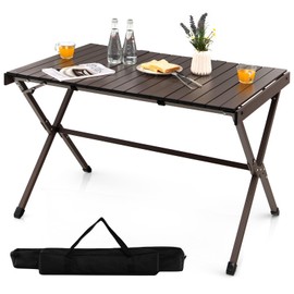 Giantex Folding Camping Table for 6-8, Portable Roll Up Table with Carry Bag, Lightweight Aluminum Picnic Table for Grill, BBQ, Travel, Beach, Backyard, 43" L