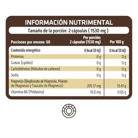 HEALTHADDICTION - Magnesio Complex - TriMagnesium – Suplemento Alimenticio con Bisglicinato, Malato y Taurato de Magnesio + Vitamina B6 – Cápsulas de 