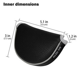 Golf Head Cover Half Mid Mallet Putter Cover Mini Golf Club Protector PU-Leather Headcover (Black)