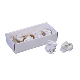 Creative Co-op Cottage Chic Ceramic Bunnies in a Box, 2.5-Inch, Set of 6