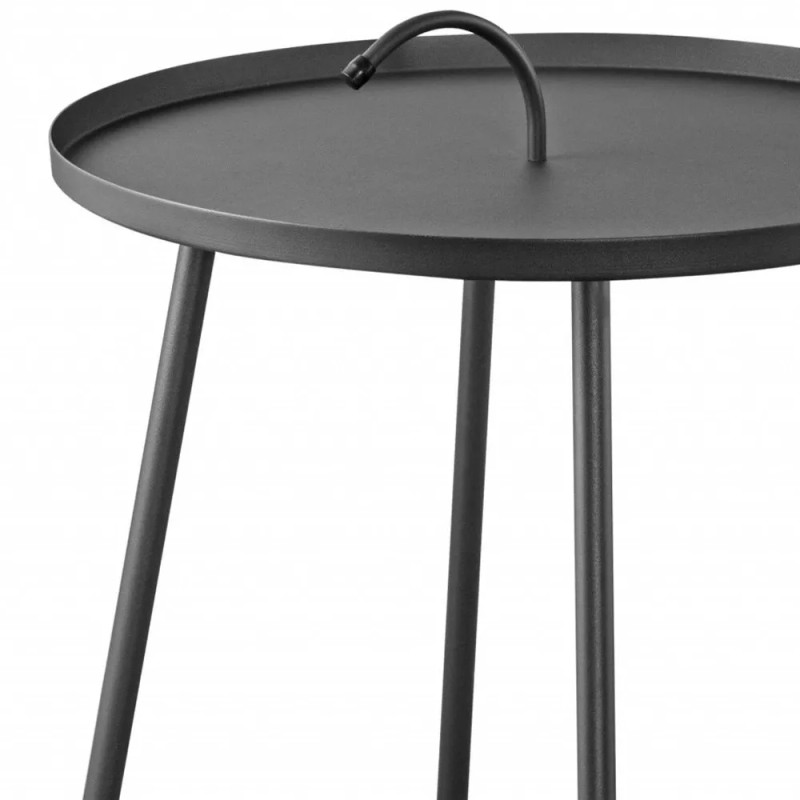 Homeroots 25" Gray Stainless Steel Round End Table