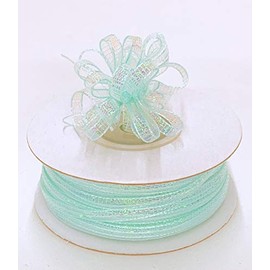 Ben Collection 1/8" X 50 Yards Iridescent Pull String Bows Ribbon (Aqua)