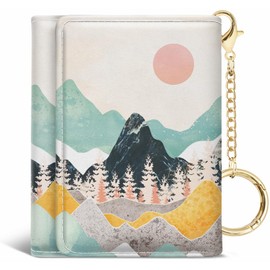 Jogjam Womens Wallet, Sunrise Mountain Small Slim RFID Blocking Card Wallets, Sunset Trifold PU Leather Card Holder Wallet Organizer, Mini Pocket Cash Wallet with 7 Card Slots ID Window for Girls