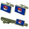 City Zadar Croatia Flag Silver Shirt Cufflinks & Tie Clip
