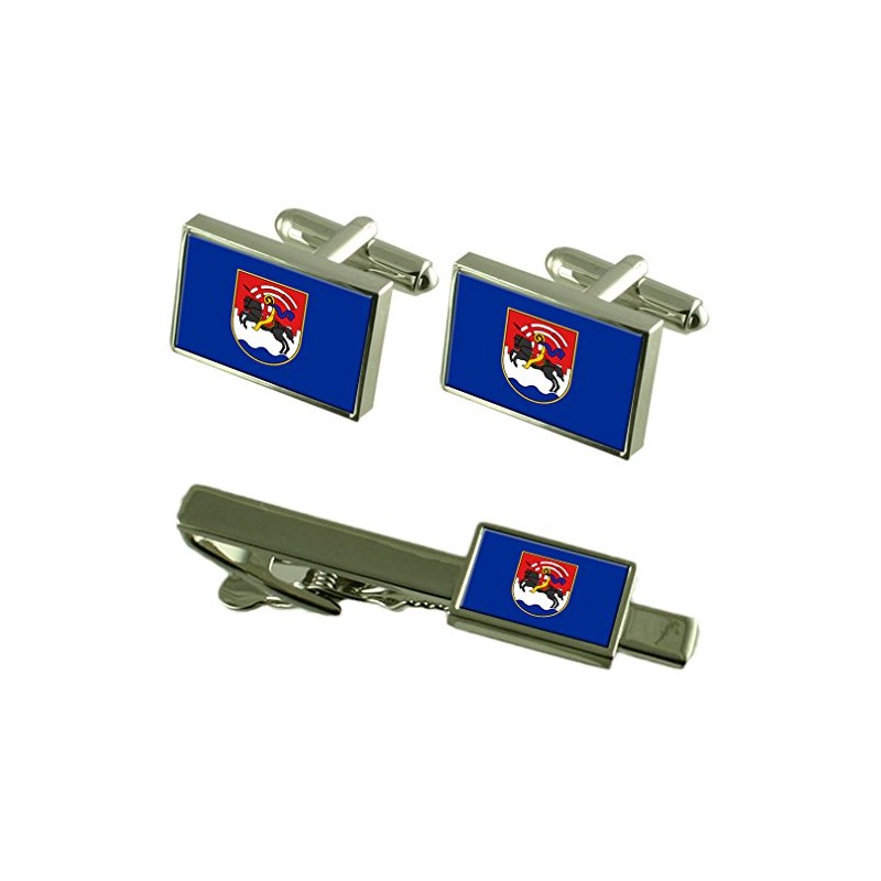City Zadar Croatia Flag Silver Shirt Cufflinks & Tie Clip