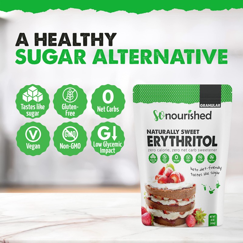 So Nourished Erythritol Sweetener Granular - Keto Sugar Substitute -
