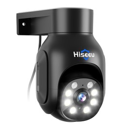 Hiseeu 5MP Wireless Security Camera Outdoor, 360° CCTV Camera with Color Night Vision, Auto Tracking PTZ Camera Outdoor WiFi, 2.4G Home Camera Pan-Tilt View, PIR Motion Detection, 2-Way Audio