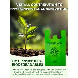 [500 per box] | Recyclable Compostable Reusable Biodegradable Plastic T-Shirt Bags | Grocery Shopping Bags | Green Eco Plastic Bags (500 per box) | T-Shirt Carryout Bags 500 count Restaurant Quality, Durable, Reusable and Econ Friendly | Measures 11. 5" 