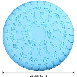 Flying Disc Dog Fetch Toy, Large Rubber Catcher, Pet Training Interactive Floating Water Toy, Durable for Large Breeds, Blue