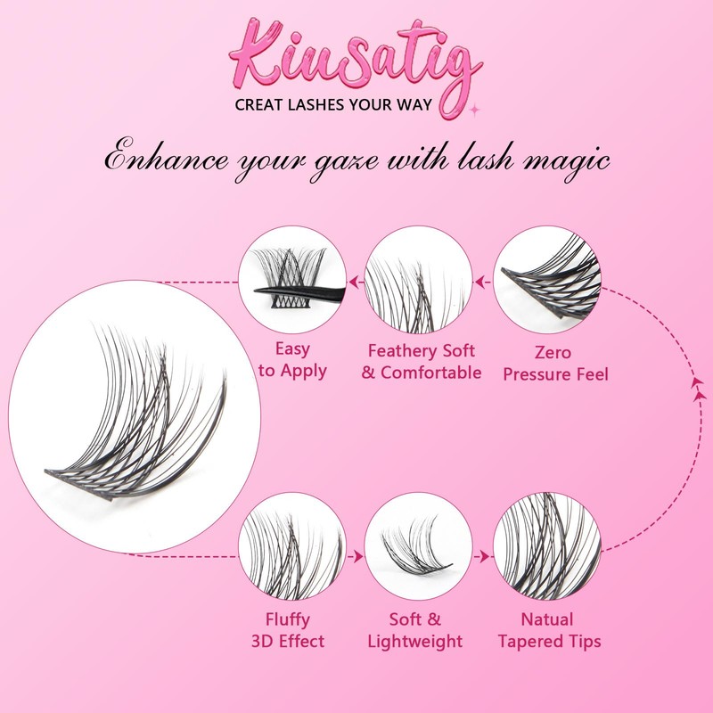 Kiusatig Eyelash Extension Kit 100PCS DIY Lash Extensions Kit Cluster