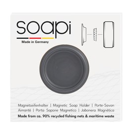 Soapi - Floating Soap Holder Magnet for Gluing - Dark Grey - Wall Magnetic Holder for Soap - Shelf Soap Dish Magnetic Soap Holder No Drilling / Suction Cup