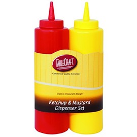 TableCraft Nostalgia 2-Piece Ketchup and Mustard Dispenser Set, 12-Ounce, Red/Yellow