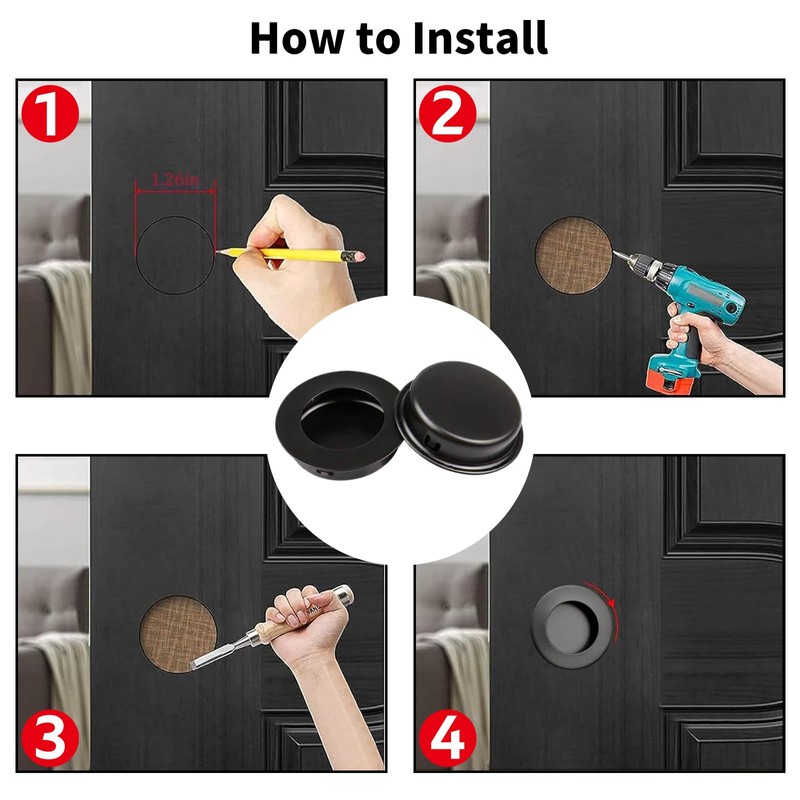 SHYSBV Circular Pull Handle,6 PCS Flush Pull Door Handle with