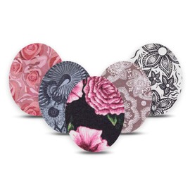 ExpressionMed - Adhesive Patch Universal Oval Shape (5-Pack) - Made in The USA, Waterproof, Split Backing, CGM Tape (Floral Variety Pack) (Oval)