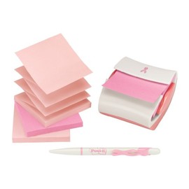 Post-It Notes Dispenser, Pop-up Refill, 3 Inches x 3 Inches, White / Pink, BCA, Includes Three Original Pop-up Refills