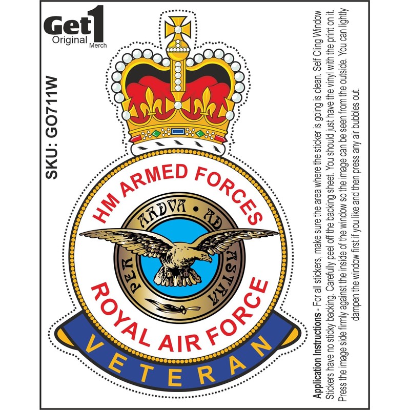 RAF Royal Air Force Veteran Car Sticker - HM Armed