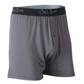 Chill Boys - Cool, Comfortable & Breathable Mens Underwear - Men's Boxers (Large, Grey) - Imported 95% Viscose made from Bamboo / 5% Spandex