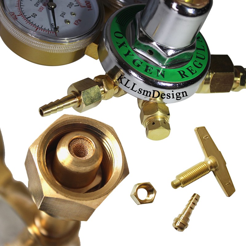 KLLsmDesign Dual Welding Gas Gauges, Oxygen (CGA-540) and Acetylene (CGA-510)