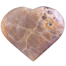 SUNYIK Natural Orange Moonstone Heart Stone, Polished Love Heart Puffy Pocket Palm Worry Stone for Reiki Healing Relax Stress Anxiety Home Office Decor, 3.1-3.4"(81-90mm)