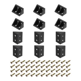 uxcell 12Pcs 90 Degree Plastic Corner Braces, 19x32x19mm Nylon Shelf Right Angle Brackets with Screws for Cabinets, Cupboards (Black)