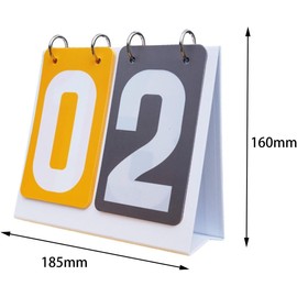 WEZCHUGHAOL Sports Scoreboard Score Counter 2 Digit Portable Manual Score Flip Cards Scoring Board Flip Number Score Board Suitable for Baseball, Football and Other Sports Events (Yellow + Gray)