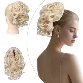 Xgvzs1Pcs Claw Clip Short Ponytail Hair Extensions Hair Extensions for Girls Date Accessories Bedroom Party (Light blonde)