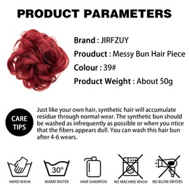 JIRFZUY Messy Bun Hair Scrunchie with Tendrils Tousled Updo Synthetic Hair Extension Wavy Ponytail Hairpiece Curly Women's Hair Piece (39#)