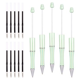 PandaHall Perlenstifte mit 10 Stück 1 mm Kugelschreiberminen aus Kunststoff, Perlenstifte, Schaft mit schwarzer Tinte, Kugelschreiber für Stiftherstellung, Schule, Büro, Bastelbedarf, Hellgrün, 5