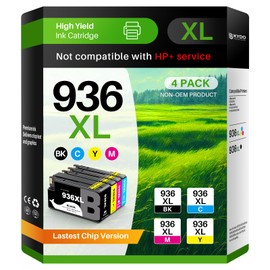 936XL 936 Ink Cartridges Combo Pack Replacement for HP Ink 936XL Black and 936 Color Work with HP OfficeJet Pro 9120 Series 9720 9730 9110 9120 9130 9110b 9120b 9130b Printers | with Chip - 4 Pack