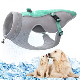 TVMALL Breathable Dog Cooling Vest Harness Summer Mesh Walking Dog Cooler Jacket with D-Ring Evaporative Swamp Cool Coat Safety Reflective Vest for Small Medium Large Dogs, Green