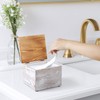 Disposable Face Towel Holder, White Washed Wood Face Towel Container