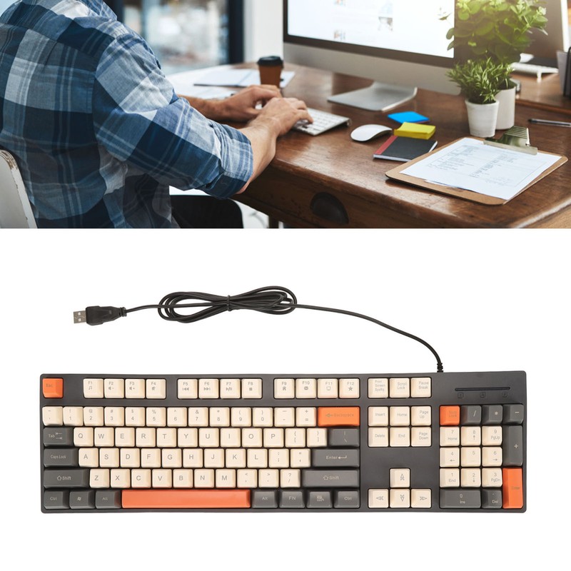 104 Keys Wired Keyboard 3 Colors Cute Gaming Keyboard USB