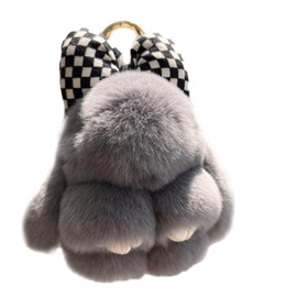 SinfoniaA Plush Keychain, Cute Rabbit Keychain, Rabbit, Fluffy, Cute, Fur Key Holder, Otter Rabbit, Key Ring, Bag Charm, Healing Goods, Small Accessories, grey chan