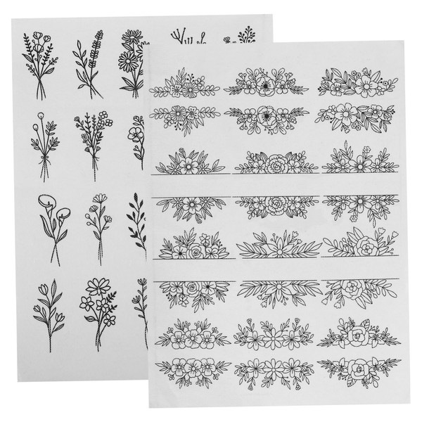 CORHAD 2 Sheets Water Soluble Embroidery Kit DIY Bohemian Patterns