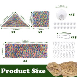 3 Pcs Bearded Dragon Hammock Reptile Hammock with 15 Suction Cups Hooks Bearded Dragon Tank Accessories Reptile Tank Decor for Chameleon Gecko Lizards Snakes Climbing Reptiles (Crochet Purple)