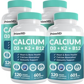 4-in-1 Calcium Supplements for Women and Men - Calcium with Vitamin D3 K2 5000 IU Supplement, 601mg per Serving for Heart, Bones & Body Defenses - Gluten-Free, Vegan-Friendly (480 ct)