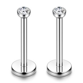 ORAZIO 18G Stainless Steel Lip Rings Labret Nose Studs Piercing Internally Threaded,10MM