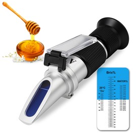 3-in-1 Honey Refractometer with ATC – Brix 58-90%, Baume 38-43%, Moisture 12-27% – Easy to Calibrate, Reliable, and Accurate Tester for Honey, Maple Syrup, Molasses, and More – Ideal for Beekeepers