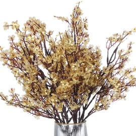 PATIKIL Artificial Flowers, 6pcs European Fake Flowers DIY Bouquet Fake Floral for Home Garden Kitchen Decor Wedding Party Decoration Gold